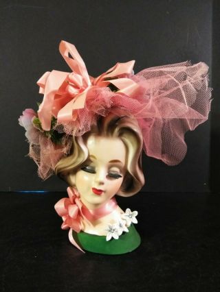 Vintage Napcoware C - 6526 Ceramic 7 " High Lady Head Vase With Flowers