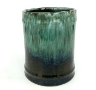 BMP Coffee Mug Blue Mountain Pottery Canada 17oz Blue Green Drip Glaze 1960s Vtg 4