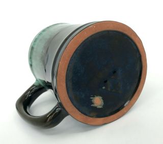 BMP Coffee Mug Blue Mountain Pottery Canada 17oz Blue Green Drip Glaze 1960s Vtg 5
