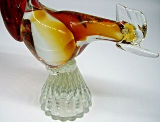 Stunning Large Vintage Murano Archimede Seguso Sommerso Glass Bird Pheasant