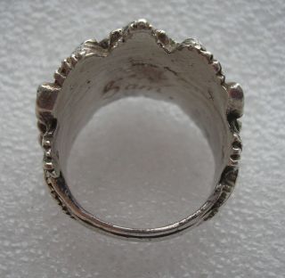 Gorgeous large vintage Chinese Silver Dragon or god head ring size Q 4