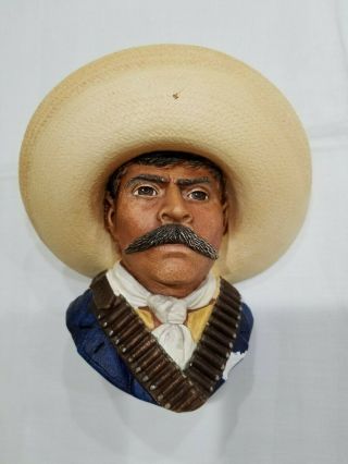 Vintage 1991 Bossons Emiliano Zapata Chalkware Head Figure England