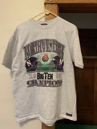 Vintage Northwestern Wildcats 1995 Big Ten Champions Rose Bowl Shirt Champs