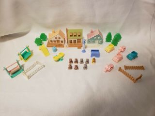 Vintage Dime Store Dollhouse Set With Accessories - Made In China