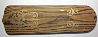1 Vintage Ceiling Fan Blade Paddle Oak Wood Grain Painted Brass Color See Sketch