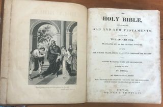 1850 The Holy Bible Old & Testaments,  Apocrypha,  Canne 