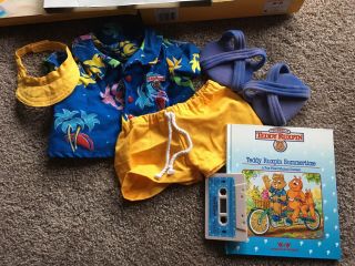Vintage Teddy Ruxpin Summertime Musical Book & Cassette Beach Outfit 1987 W/ Box 3
