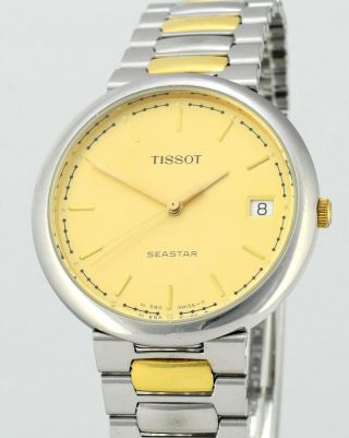 Vintage Swiss Tissot Seastar Mens Date Stainless Steel Wrist Watch