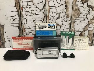 Vintage Minolta 16 E.  E Ll Mini Spy Camera With Case And Manuals