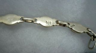 Vintage Sterling Silver Red Coral Cabochon Link Bracelet 19cm 7 1/2 
