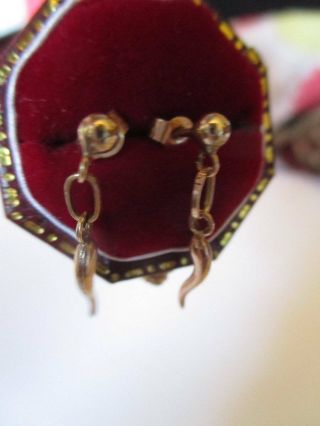 Vintage 9ct yellow Gold Dangle stud drop chilli earrings 9K 375 Cute 3