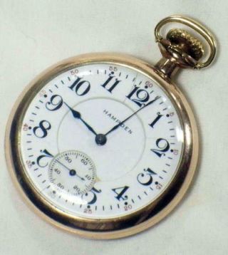 Ticking Strongly 1916 Hampden “wm Mckinley” 16s 17j Pocket Watch Dueber Gf Case