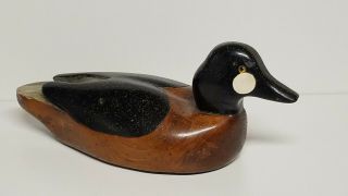 Vintage Solid Wood Carved Duck Decoy Signed 1988 Folk Art