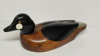 Vintage Solid Wood Carved Duck Decoy Signed 1988 Folk Art 4