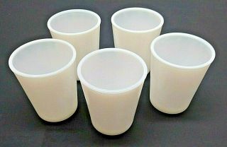Vtg Set Of 5 Opalescent White Milk Glass 3 - 1/2 " Juice Tumbler Unbranded Euc