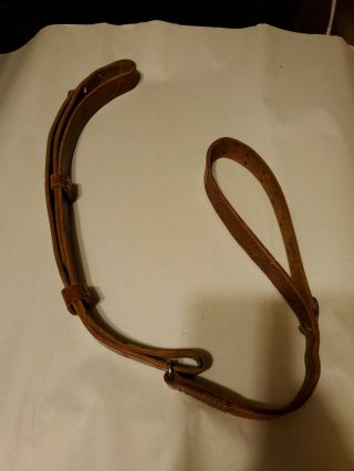 Vintage Wide 1 3/16 " Brown Leather Rifle Sling No Swivels