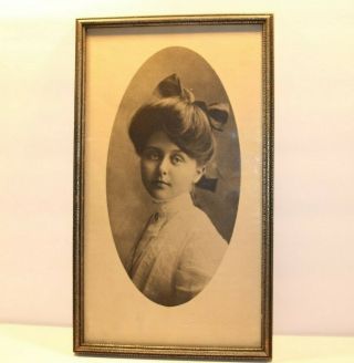 Photo Of Young Girl In Dress With Bow Framed Oval Picture Vintage Lady 1920s