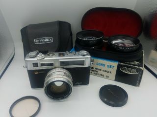 G Yashica Electro 35 Gsn 35mm Film Rangefinder Camera Bundle 1:1.  7/45mm Lens,