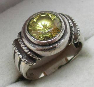 Vintage Sterling Silver Chunky Western Yellow Stone Ring (size: 6.  5) - Gorgeous