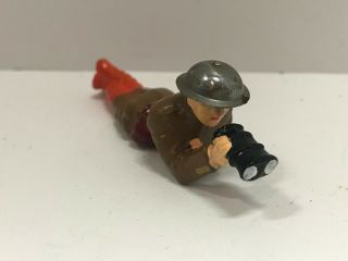 Vintage Barclay Manoil Lead Soldier Laying Down With Binoculars Paint