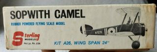 Vintage Sterling Models Sopwith Camel Flying Scale Plane Wwi Kit A26 Balsa Wood