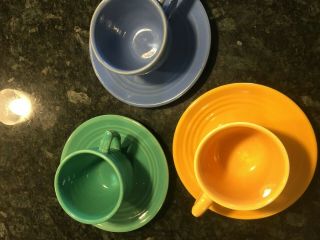 Vintage Bauer Pottery Ring Ware Cup And Saucer Set Of 3