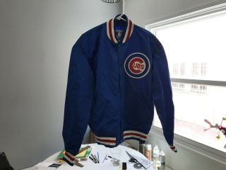 Mens Vintage Starter Chicago Cubs Button Up Satin Baseball Jacket Size Xl