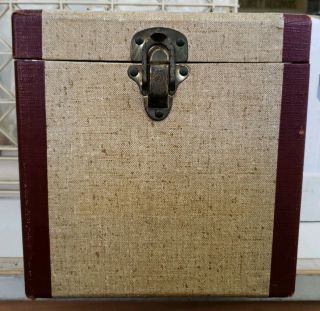 Vintage Two Tone Wooden Platter Pak Style 7 " Record Case With Handle And Lock