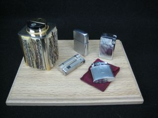 Vintage Table Lighter And 4 Other Lighters.  Duxette Ronson Zippo Flamidor