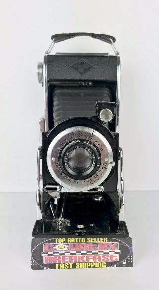 Vintage Agfa Ansco Folding Art Deco Camera Admiral F - 6.  3 Anastigmat Lens 1930s