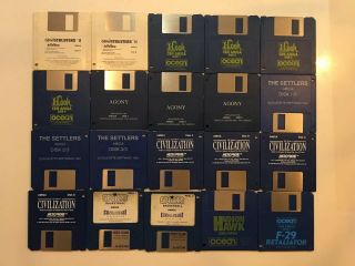 Bulk Civilization Games 20 Disk Commodore Amiga 3.  5 " Disks A500 A1200