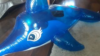 Vintage WHALE / DOLPHIN Swimming Pool Float - raft pool toy inflatable 6 ' 3