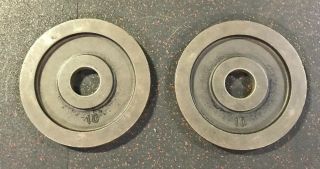 York Barbell 10 Lb Olympic Weight Plates Vintage Partial Milled Pair 3