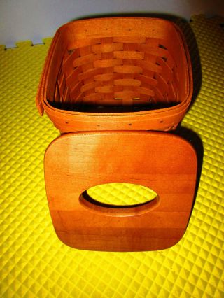 Vintage Longaberger Tall Tissue Basket W/wooden Lid 6 - 1/2 " X 6 - 1/2 " Ex -