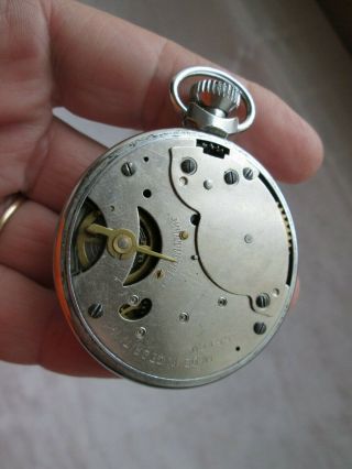VINTAGE SMITHS EMPIRE POCKET WATCH UNUSUAL RAISED DISC TO BACK OF CASE - 5