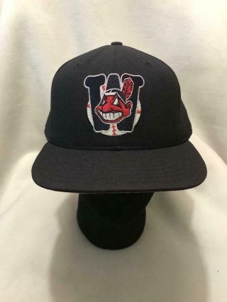Vintage Watertown Indians Milb Era 5950 Wool Fitted Hat 7 5/8 Made In Usa