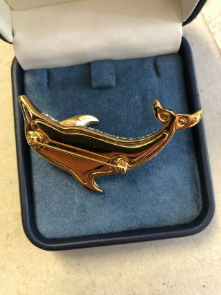 swarovski crystal gold dolphin pin brooch jewellery vintage 2
