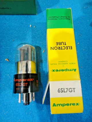 5 Amperex 6sl7gt Vintage Radio Etal Vacuum Tube As Seen (l1