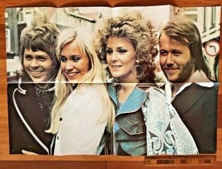 Huge Vintage 1970s Abba Retail Store Fold - Out Poster,  Price Tag Exc
