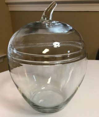 Vintage Clear Glass Apple Shaped Cookie Jar