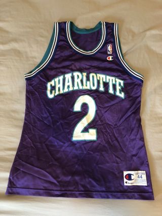 Vintage Basketball Jersey Larry Johnson 2 Charlotte Hornets Purple Men’s