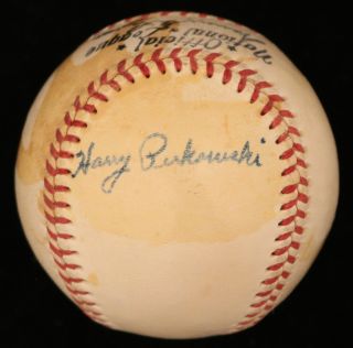 Harry Perkowski (d.  2016) Reds Cubs Vintage Single Signed Baseball - Jsa