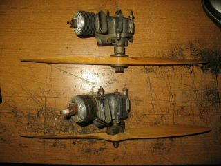 2 Different Model Vintage O&r Model Airplane Engine Glow & Spark Plus Wood Prop