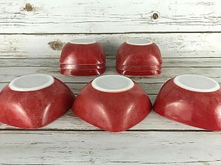 Vintage Pyrex Square Cereal Bowl Set of Nine (9) Red 410 12oz 4