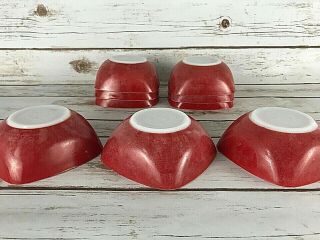 Vintage Pyrex Square Cereal Bowl Set of Nine (9) Red 410 12oz 6
