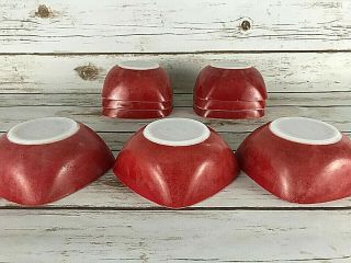 Vintage Pyrex Square Cereal Bowl Set of Nine (9) Red 410 12oz 8