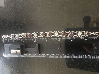 Vintage Silver 925 Garnet Amethyst Moonstone Cabochon Set Bracelet 21g 4