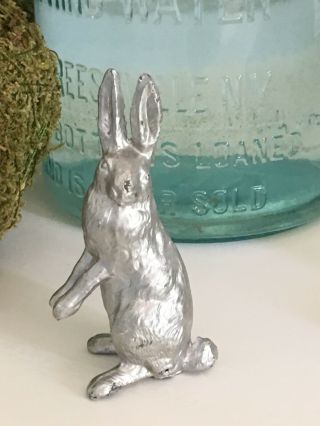 Vintage Silver Metal Rabbit Sculpture Bunny Figurine 3 1/2 " Standing