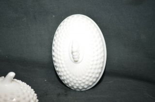 Vintage White Milk Glass Hobnail Covered Candy Dish 7