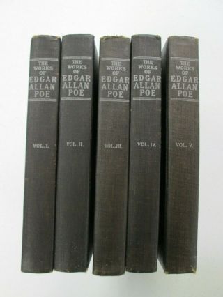 1904,  1st Edition,  5 Vol.  Complete Set The Of Edgar Allan Poe,  Raven Edit.